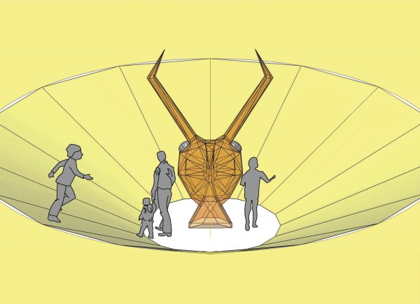 Diese begehbare Skulptur eines Ameisenlöwen könnte bald am Augustdorfer Dünenpfad stehen. - © Planungsbüro Berger / Biologische Station Kreis Paderborn - Senne