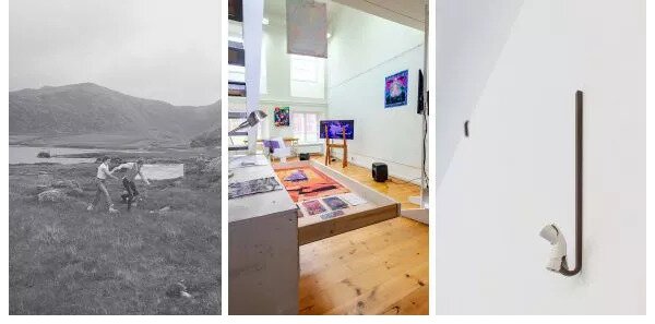 Wettbewerbsarbeiten: (links) Auf getrenntesten Bergen/On separate mountains, 2023, Gro?ße variabel, analoge Fotografie, (Mitte) GURUMI pt.1 & GURUMI pt.2, 2023, Bewegtbild/Video, Sulme & Jae-Nder Fluid, (rechts) Schutz & Schutz, 2022-24, Größe ortsspezifisch variabel, Stahl, Rost, Porzellan, Neda Aydin. - © Franca Behrmann, HIAP Suomenlinna, Philip Levinger