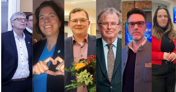 von links nach rechts: Christian Haase und Kerstin Vieregge (beide CDU), Julien Thiede (SPD) und Udo Hemmelgarn (AfD), Robin Wagener (Grüne) und Karin Freiberger (SPD)