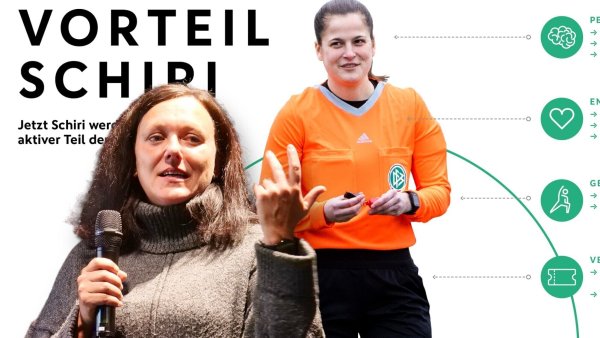 Simone Horn vor einem Plakat der Schiedsrichter-Imagekampagne.des DFB. - © Jörg Hagemann