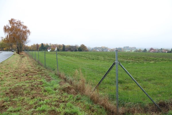 Das geplante Quartier Brunsheide in Schuckenbaum soll über die Herforder Straße (links) erschlossen werden. - © Birgit Guhlke