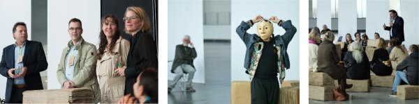 Die Jubiläumsfeier im Hangar - mit Bürgermeister Frank Hilker und den TheatreFragile-Macherinnen Marianne Cornil und Luzie Ackers. - © TheatreFragile