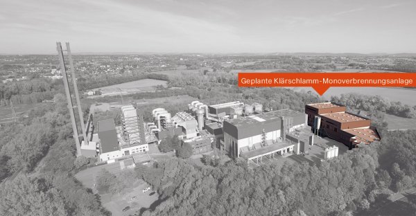 Auf der Rückseite der Müllverbrennungsanlage ist der Klärschlammofen geplant. Die Abgase werden mit über die Rauchgasreinigung der MVA entsorgt. - © MVA