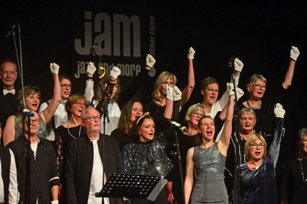 Rund 50 Sängerinnen und Sänger begeistern das Publikum mit ihrer Lied-Auswahl. - © Nicole Ellerbrake