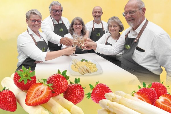 Die Lippischen Land-Wirte öffnen ihre Biergärten und laden ein zum saisonalen Genuss mit Spargel und Erdbeeren. - © Andreas Barnekow;AdobeStock/Montage: Daniel Bobe