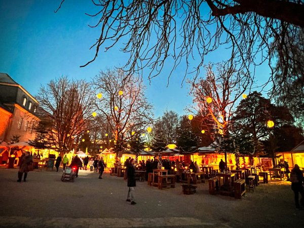 Besonders das heimelige Ambiente und die atmosphärische Beleuchtung sehen viele Besucher als großen Pluspunkt für den neuen Weihnachtsmarkt im Schlosspark. - © Raphael Bartling