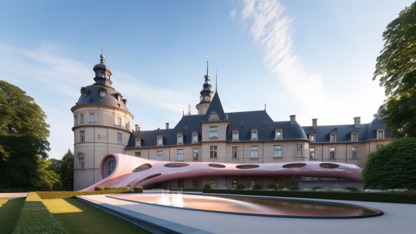 Jürgen Pukies hat mit Hilfe von Künstlicher Intelligenz einen Entwurf für das Schloss in Detmold erzeugt. - © KI und Pukies