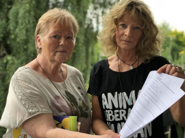 Die beiden Tierschützerinnen Marianne Rautenberg (links) und Sonja Allington starten eine Fragebogenaktion, um dem mutmaßlichen Katzenhasser aus dem Blumenviertel auf die Schliche zu kommen. Der Polizei fehlen, trotz ihrer Ermittlungen, noch Ansatzpunkte, um den Täter dingfest zu machen. - © Till Brand