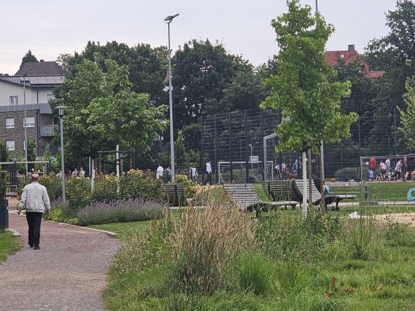 Montagabend gegen 20 Uhr ist im Bürgerpark einiges los. Die Sportplätze sind belegt, es wird gespielt, der Lärmpegel ist normal. - © Astrid Sewing