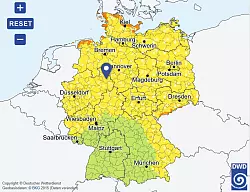 Wetterwarnung f&uuml;r den Kreis Lippe - &copy; Screenshot: Deutscher Wetterdienst (DWD)