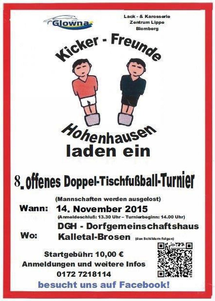 Der Flyer zum Doppel-Kicker-Turnier. - © "Kicker-Freunde"