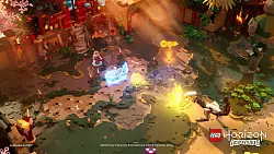 In den K&auml;mpfen k&ouml;nnen wir den Maschinen mit allerlei Waffen und Gadgets zu Leibe r&uuml;cken &ndash; oder ihre Angriffe einfach mit unserem Schild blocken. - &copy; Guerrilla Games/Lego