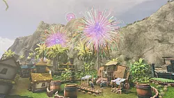 Wunder wirken in "Fata Deum": Ein Feuerwerk über einer Siedlung. - © 42 Bits Entertainment