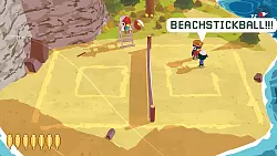 Beachstickball! Erinnerte uns an den Film "Baseketball", wo es um eine Mischung aus Basketball und Baseball geht. Bei Beachstickball schlagen wir mit Ästen einen Strandball übers Netz. - © adamgryu