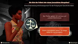 Auch wenn wir natürlich auf unseren Rechtsstaat vertrauen, geben wir die Akte lieber einem Journalisten. Das hat dann auch wirklich Folgen im Spielablauf und erhöht den Wiederspielwert. - © Microids