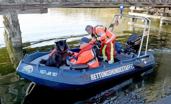 Spürhunde haben laut Polizei auf dem Inselsee am Stadtrand von Güstrow angeschlagen. Am Dienstagmorgen sollen Taucher in dem Bereich zum Einsatz kommen. - © Bernd Wüstneck/dpa