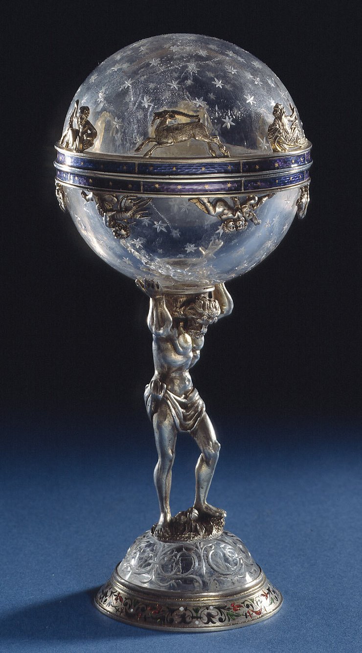 Atlas mit Himmelskugel, um 1870. - © Weserrenaissance-Museum Schloss Brake