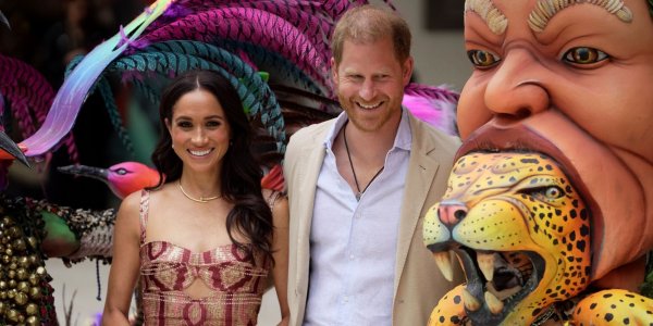 Nicht mehr im Dienste der Krone: Meghan und Harry - hier bei einem Besuch in Kolumbien. (Archivbild) - © Ivan Valencia/AP/dpa