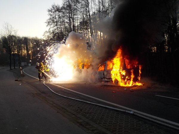 Bis zum Eintreffen der Feuerwehr brannten beide Fahrzeuge komplett aus. - © Polizei Lippe