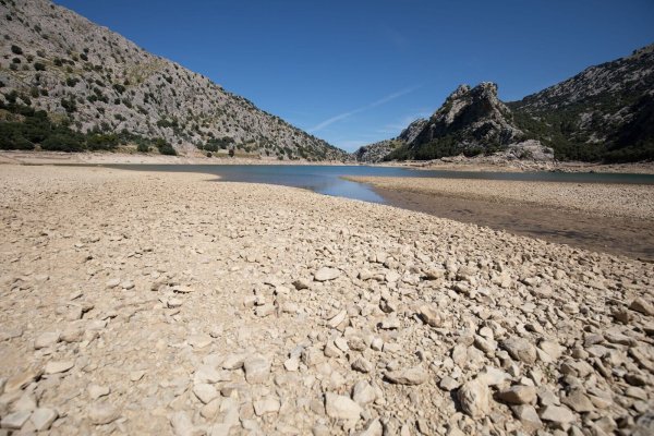 Das Wasserreservoir Gorg Blau im Tramuntana-Gebirge, das Palma auf Mallorca versorgt, war im September recht leer. (Archivbild) - © Clara Margais/dpa