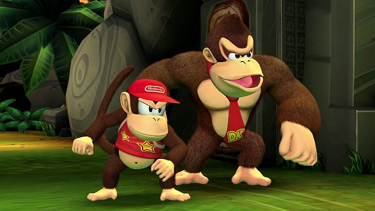 Gemeinsam mit Kumpel Diddy Kong (l.) begibt sich Donkey Kong in den Kampf gegen viele hartnäckige Gegner. - © Nintendo