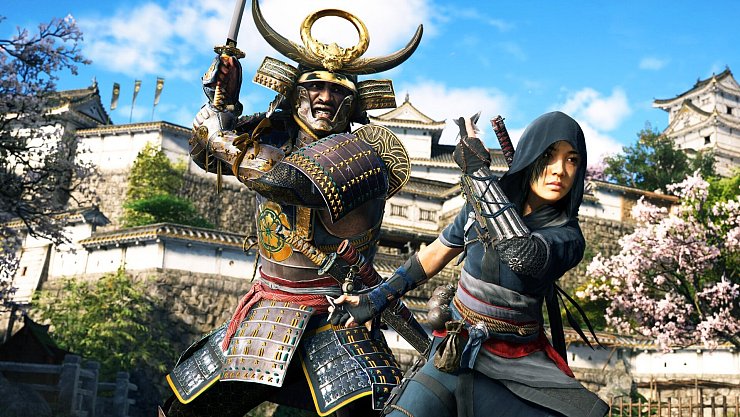 In "Assassin's Creed Shadows" werden wir gleich zwei Hauptprotagonisten steuern. Samurai Yasuke (l.) und Shinobi Naoe. - © Ubisoft