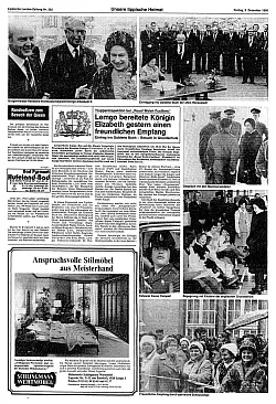 Die Lippische Landes-Zeitung berichtete am 5. Dezember 1980 auf einer ganzen Seite über den Besuch der Queen in Lemgo. - © Lippische Landeszeitung