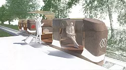 So soll das Monocab einmal aussehen. Die Gr&ouml;&szlig;e der Fahrzeuge ist so gew&auml;hlt, dass im Einschienen-System auch Begegnungsverkehr m&ouml;glich ist. Ein Monocab kann in der Doppelkabine bis zu sechs Personen oder weniger Menschen mit entsprechenden Ger&auml;ten wie Rollst&uuml;hlen, Fahrr&auml;dern und Kinderwagen transportieren. - &copy; TH OWL