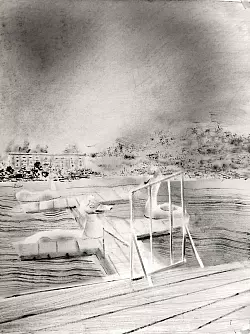 Der Stipendiat des Landesverbandes Lippe in Schwalenberg, Michael Eppler, hat den Schieder-See mit Tusche auf Papier gemalt. - &copy; Fotorechte Michael Eppler