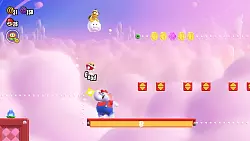 Wenn Mario sich zu einem Elefanten verwandelt, kann er l&auml;stige Gegner einfach mit seinem R&uuml;ssel aus dem Weg r&auml;umen. T&ouml;r&ouml;&ouml;&ouml;! - &copy; Nintendo, 2023