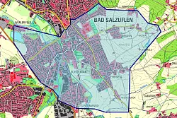 Die vom Abkochgebot betroffenen Gebiete sind blau markiert. - &copy; Stadtwerke Bad Salzuflen