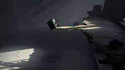 Ob das klug ist, den Tresor in den Abgrund zu stoßen, wenn er mit einem Strick mit dem Balken verbunden ist, auf dem wir stehen? - © Playdead