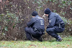 Diesmal durchk&auml;mmten Ermittler eine Wiese und die angrenzenden B&uuml;sche. - &copy; Bernd W&uuml;stneck/dpa