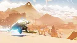 Das «Hoversword» ist eine Mischung aus Snowboard, Skateboard und Surfboard. - © Giant Squid Studios/dpa-tmn