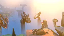 Gemeinsam erkunden die beiden Spielsteine die Klötzchenwelt und lösen zusammen Umgebungsrätsel, um weiterzukommen. - © Light Brick Studio/Annapurna Interactive/dpa-tmn