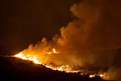 Nahe der Ortschaft Vati im S&uuml;den der Insel Rhodos steht ein Wald in Flammen. - &copy; Christoph Reichwein/dpa