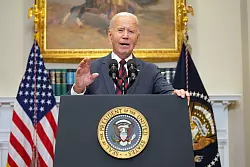 US-Pr&auml;sident Joe Biden sagte eine Auslandsreise wegen des Hurrikans ab. - &copy; Mark Schiefelbein/AP/dpa