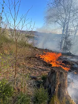 Die L&ouml;scharbeiten gestalten sich schwierig. - &copy; Uncredited/Freiwillige Feuerwehr der Stadt Overath/dpa