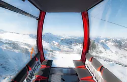 Die Gondeln der Schwarzwandbahn in Zauchensee erlauben einen Bergpanorama-Rundumblick. - © Schwarzwandbahn/dpa-tmn