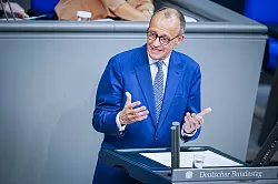 Unionsfraktionschef Friedrich Merz w&auml;hrend der Generaldebatte. - &copy; Kay Nietfeld/dpa