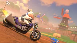 Früher Fan-Favorit: Die rasende Kuh in «Mario Kart World». - © Nintendo/dpa-tmn