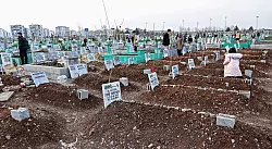 Fast 400 neue Gr&auml;ber wurden auf dem Friedhof seit dem schweren Erdbenen angelegt. - &copy; Mehmet Masum Suer/SOPA Images via ZUMA Press Wire/dpa
