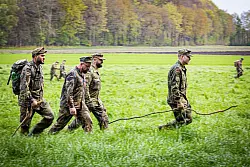 Einsatzkr&auml;fte durchk&auml;mmen das Gebiet zwischen Elm und der Gemeinde Oldendorf. - &copy; Moritz Frankenberg/dpa