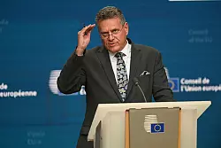 Stellte die gemeinsame US-EU-Erkl&auml;rung in Br&uuml;ssel vor: EU-Handelskommissar Maros Sefcovic. (Archivbild) - &copy; Ansgaar Haase/dpa