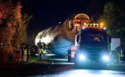 Die Transportstrecke f&uuml;hrte auf einer L&auml;nge von rund 1,8 Kilometern durch das Landschaftsschutzgebiet. - &copy; Philipp Schulze/dpa