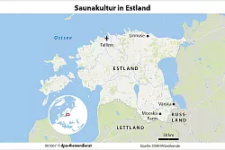 Im Südosten Estlands, in der besonders dünn besiedelten Region Võromaa, wird die Jahrtausende alte Saunatradition noch gelebt. - © dpa-infografik/dpa-tmn