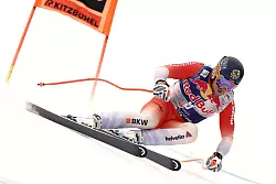 Abfahrer Justin Murisier hofft, den Leuten in Crans-Montana bei dem Rennen eine Freude zu machen. (Archivbild) - &copy; Gabriele Facciotti/AP/dpa