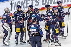 Die Eisbären Berlin gelingt in Mannheim die 2:0-Führung in der Halbfinal-Serie. - © Andreas Gora/dpa