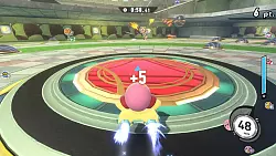 Mit Vollgas in die Arena - apropos: Das Gasgeben läuft in «Kirby Air Riders» automatisch ab. Spielende müssen nur den sogenannten Boost steuern. - © Nintendo/dpa-tmn