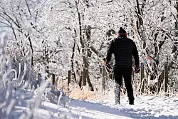 Im verschneiten Fichtelberge sind bereits Wintersportler unterwegs. - &copy; Jennifer Br&uuml;ckner/dpa
